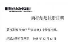 商標續展注冊證書